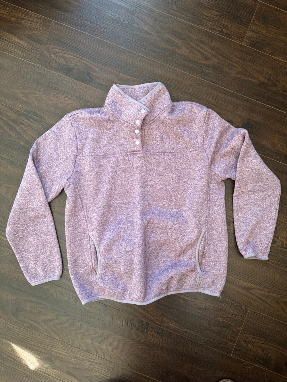 Eddie Bauer Lavender Snap-Front V-Neck Pullover Sweater